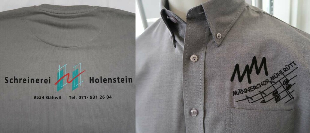 Sweater bedruckt - Hemd bestickt